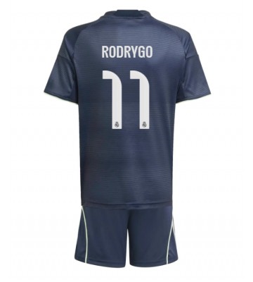 Real Madrid Rodrygo Goes #11 Udebanetrøje Børn 2025-26 Kortærmet (+ Korte bukser)